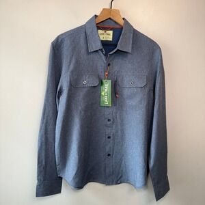 Lake & Trail Men's Woven Shirt Blue Heather UPF 30 Fishing Hiking Small NWT